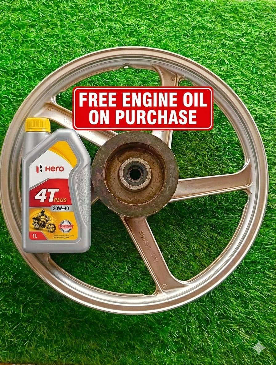 Front & Rear Alloy Wheel Combo for Hero Splendor Plus + FREE 1L Engine Oil